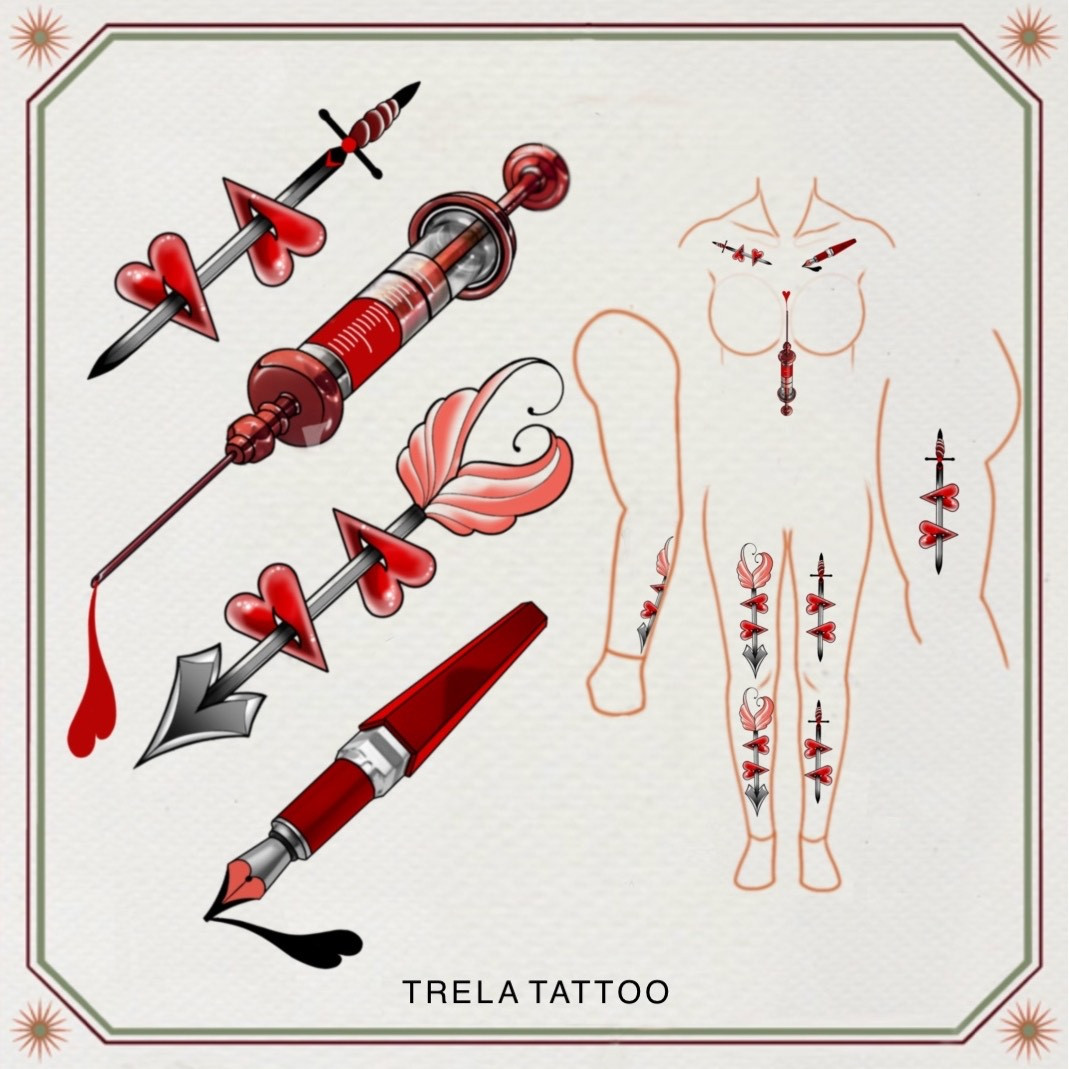 strzała tatuaż strzykawka przebite serce heart syringe pomysły na tatuaż tattoo ideas 4